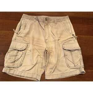 Size 35 LL Bean Heavy Cotton Cargo Shorts Zipper Multi Pocket Fishing carpenter